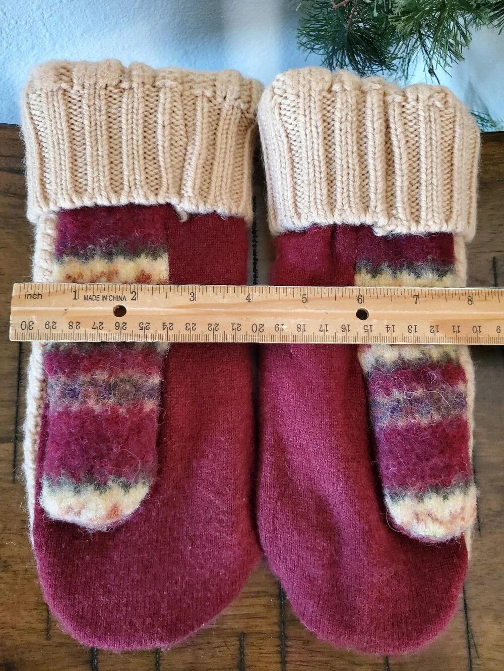 Cozy Cable Knit Wool Mittens Upcycled Eco-Friendly Winter Sweater Mittens Gift